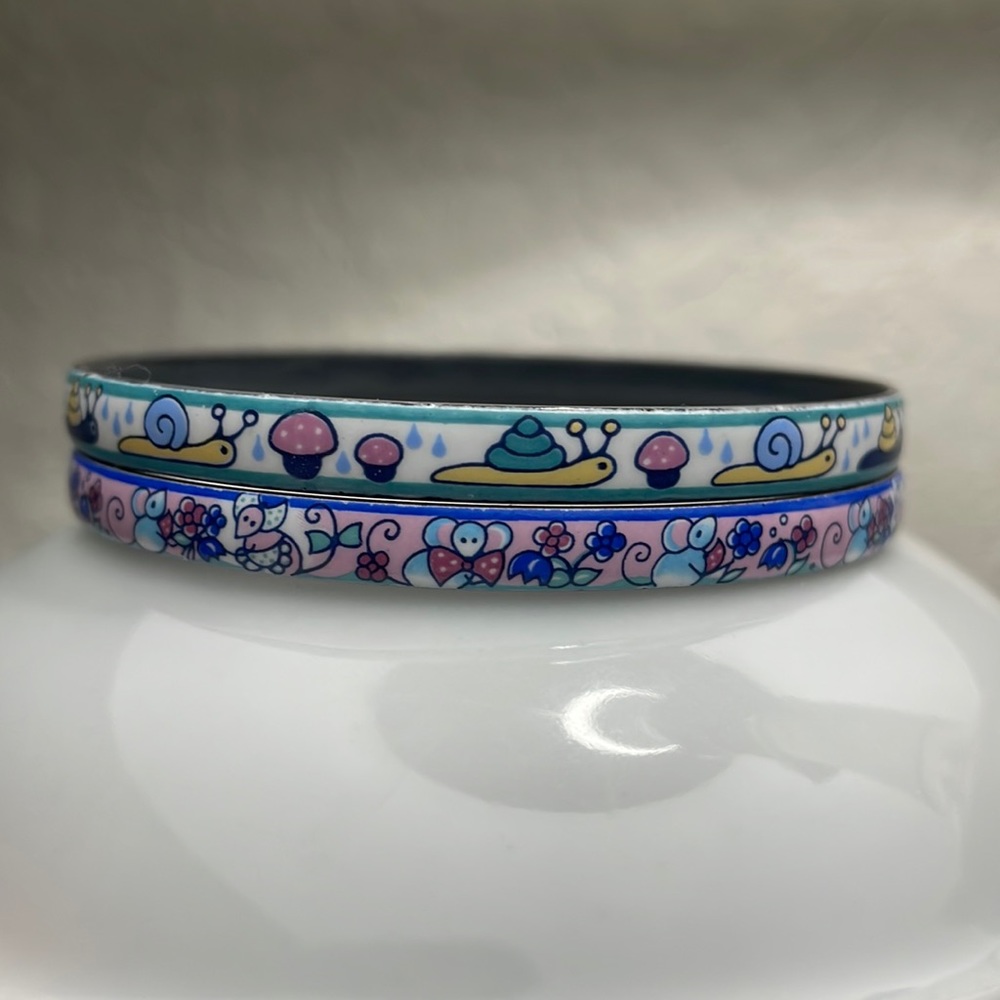 Michaela Frey Vintage Enamel Bangle Snail & Mouse Children’s Bangle Bracelets